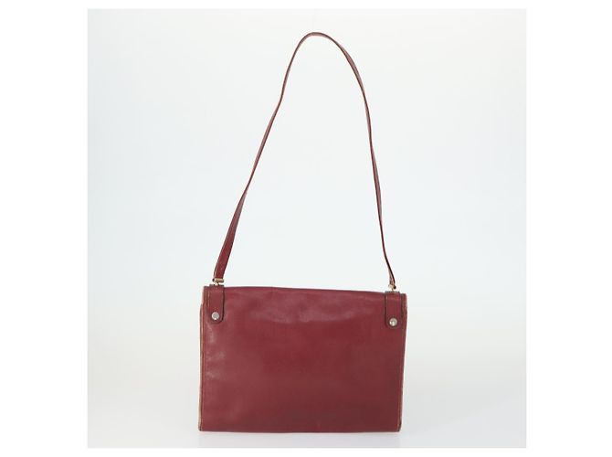 Borsa a mano Christian Dior in pelle 2 pezzi Bordeaux Beige Auth fm5166 - vista 3