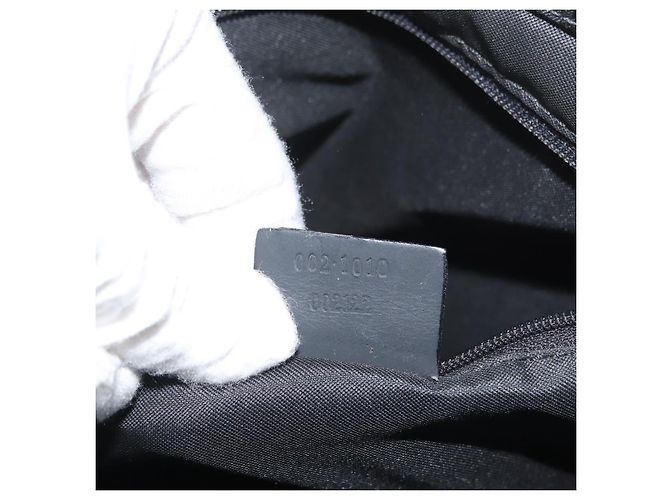 Bamboo GUCCI GG Canvas Bambus Handtasche Nylon Schwarz Silber 002 1010 Auth BSZ259 - Ansicht 12