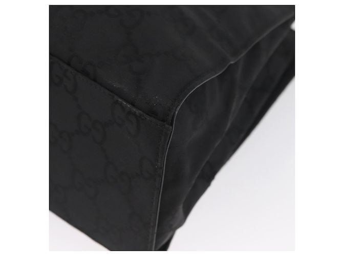 Bamboo GUCCI GG Canvas Bambus Handtasche Nylon Schwarz Silber 002 1010 Auth BSZ259 - Ansicht 15