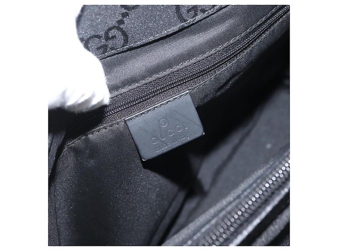 Bamboo GUCCI GG Canvas Bambus Handtasche Nylon Schwarz Silber 002 1010 Auth BSZ259 - Ansicht 17