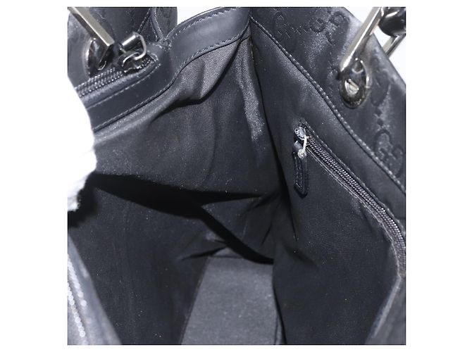 Bamboo GUCCI GG Canvas Bambus Handtasche Nylon Schwarz Silber 002 1010 Auth BSZ259 - Ansicht 19