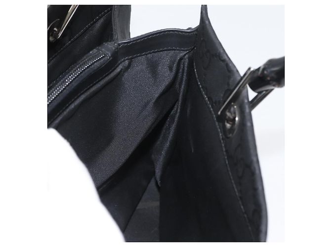 Bamboo GUCCI GG Canvas Bambus Handtasche Nylon Schwarz Silber 002 1010 Auth BSZ259 - Ansicht 22