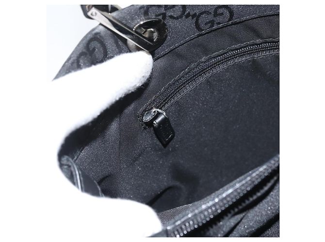 Bamboo GUCCI GG Canvas Bambus Handtasche Nylon Schwarz Silber 002 1010 Auth BSZ259 - Ansicht 25