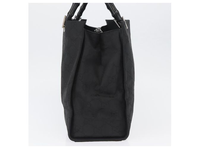 Bamboo GUCCI GG Canvas Bambus Handtasche Nylon Schwarz Silber 002 1010 Auth BSZ259 - Ansicht 3
