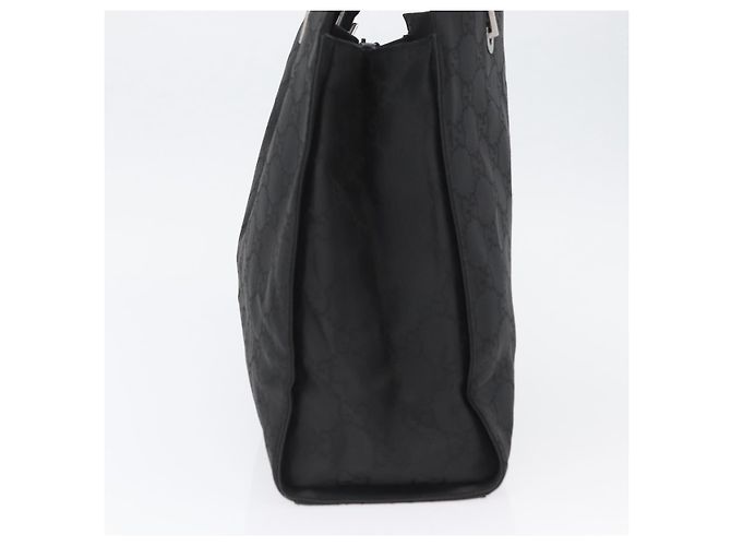 Bamboo GUCCI GG Canvas Bambus Handtasche Nylon Schwarz Silber 002 1010 Auth BSZ259 - Ansicht 4