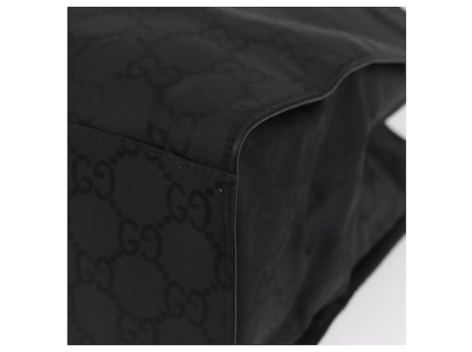 Bamboo GUCCI GG Canvas Bambus Handtasche Nylon Schwarz Silber 002 1010 Auth BSZ259 - Ansicht 9