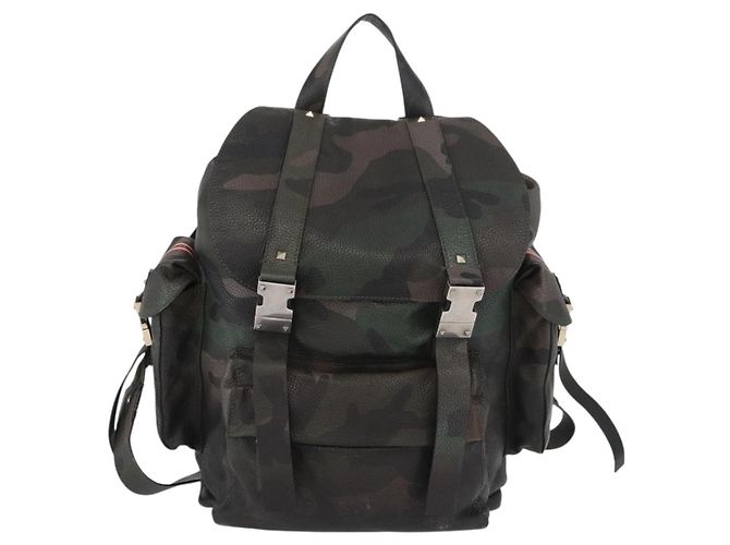 Mochila de couro caqui Valentino Auth bs33924 - vista 13
