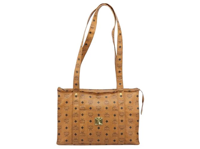 Borsa Tote Vicetos Logogram MCM in PVC Marrone Oro Auth gh1948 D'oro - vista 13