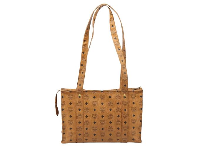 Borsa Tote Vicetos Logogram MCM in PVC Marrone Oro Auth gh1948 D'oro - vista 2