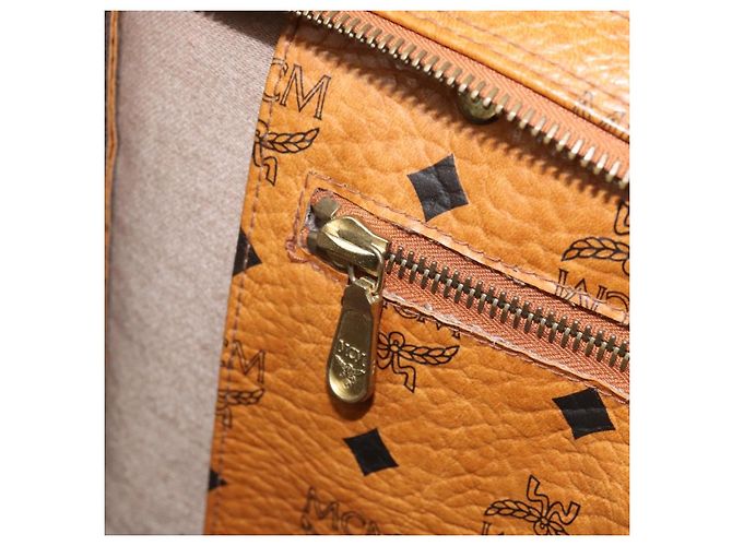Borsa Tote Vicetos Logogram MCM in PVC Marrone Oro Auth gh1948 D'oro - vista 20