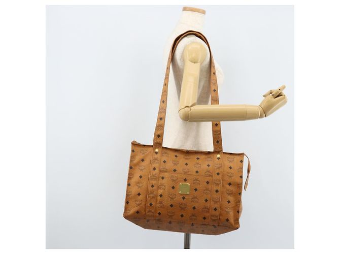 Borsa Tote Vicetos Logogram MCM in PVC Marrone Oro Auth gh1948 D'oro - vista 22