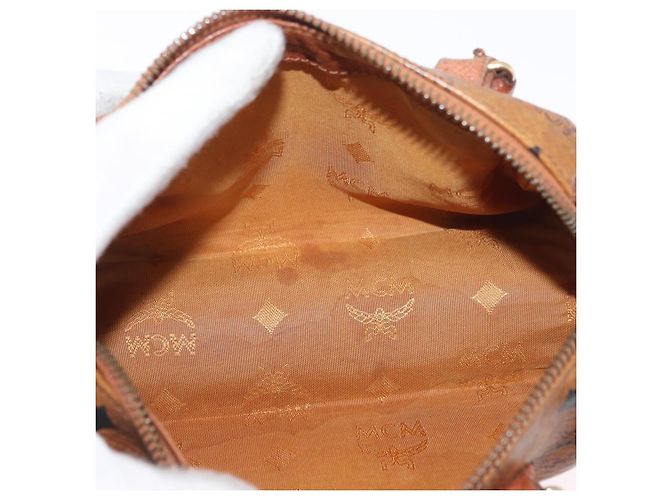 Borsa Boston Mini Logogram Vicetos MCM in pelle PVC 2 in 1 marrone oro Auth LNZ803 D'oro - vista 10
