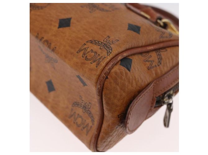 Borsa Boston Mini Logogram Vicetos MCM in pelle PVC 2 in 1 marrone oro Auth LNZ803 D'oro - vista 17