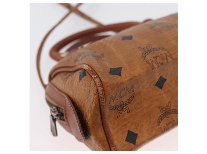 Borsa Boston Mini Logogram Vicetos MCM in pelle PVC 2 in 1 marrone oro Auth LNZ803 D'oro - vista 18