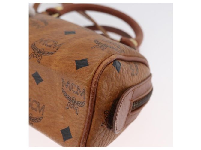 Borsa Boston Mini Logogram Vicetos MCM in pelle PVC 2 in 1 marrone oro Auth LNZ803 D'oro - vista 19
