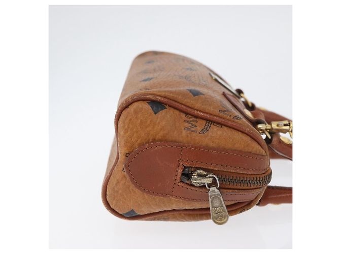 Borsa Boston Mini Logogram Vicetos MCM in pelle PVC 2 in 1 marrone oro Auth LNZ803 D'oro - vista 3