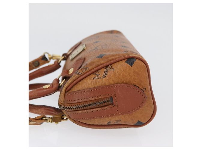 Borsa Boston Mini Logogram Vicetos MCM in pelle PVC 2 in 1 marrone oro Auth LNZ803 D'oro - vista 4