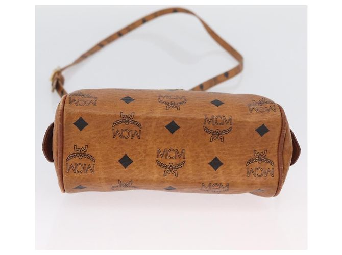 Borsa Boston Mini Logogram Vicetos MCM in pelle PVC 2 in 1 marrone oro Auth LNZ803 D'oro - vista 5