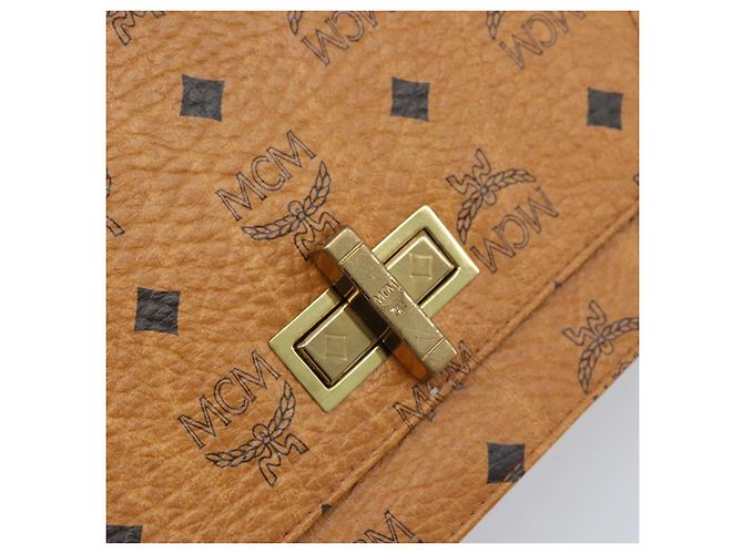 Borsa a Spalla MCM Vicetos Logogram in Pelle PVC Marrone Oro Auth gh1946 D'oro - vista 10