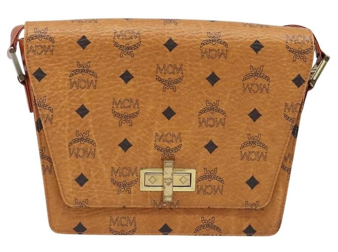 Borsa a Spalla MCM Vicetos Logogram in Pelle PVC Marrone Oro Auth gh1946 D'oro - vista 13