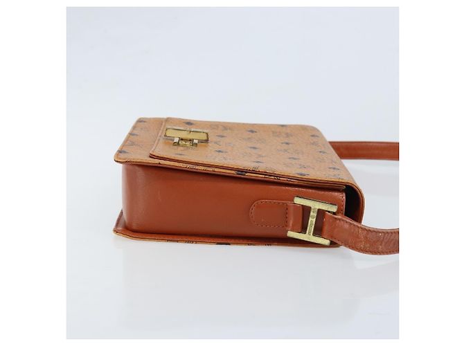 Borsa a Spalla MCM Vicetos Logogram in Pelle PVC Marrone Oro Auth gh1946 D'oro - vista 3