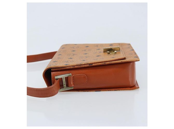 Borsa a Spalla MCM Vicetos Logogram in Pelle PVC Marrone Oro Auth gh1946 D'oro - vista 4