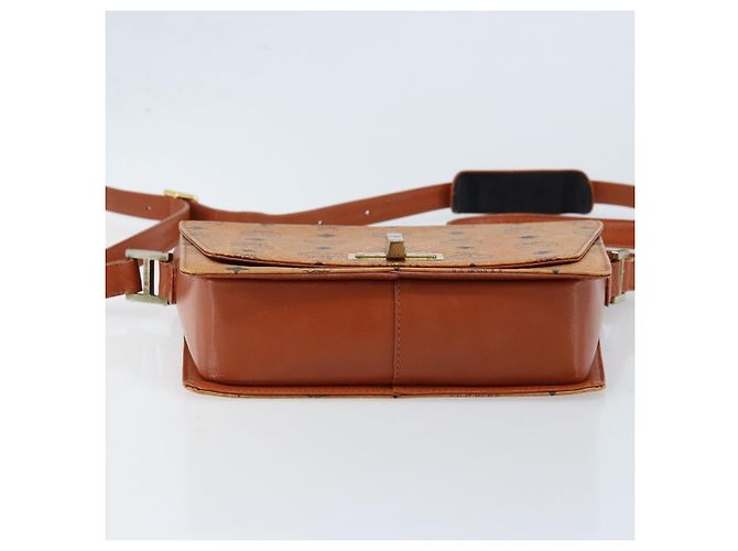 Borsa a Spalla MCM Vicetos Logogram in Pelle PVC Marrone Oro Auth gh1946 D'oro - vista 5