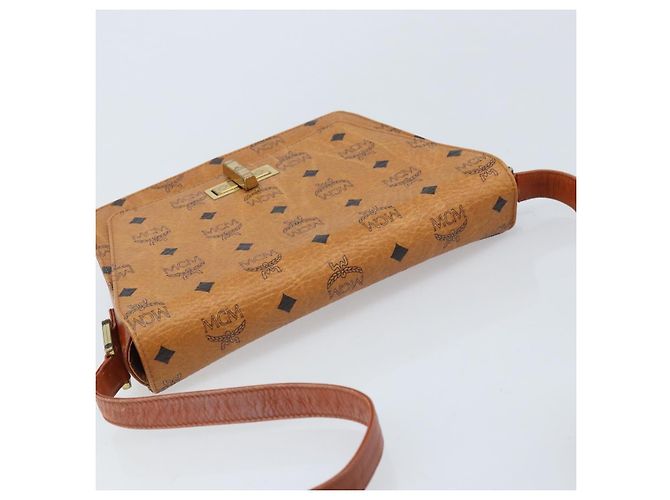 Borsa a Spalla MCM Vicetos Logogram in Pelle PVC Marrone Oro Auth gh1946 D'oro - vista 6