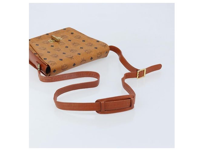 Borsa a Spalla MCM Vicetos Logogram in Pelle PVC Marrone Oro Auth gh1946 D'oro - vista 7