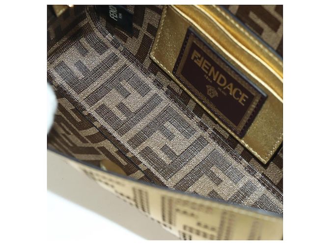 Borsa a spalla mini secchiello in pelle FENDI FENDACE oro Auth ARZ750SM D'oro - vista 10