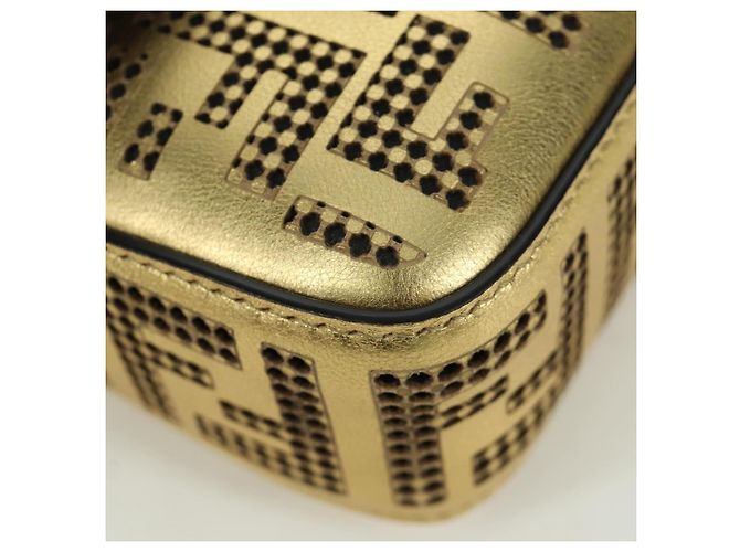 Borsa a spalla mini secchiello in pelle FENDI FENDACE oro Auth ARZ750SM D'oro - vista 15
