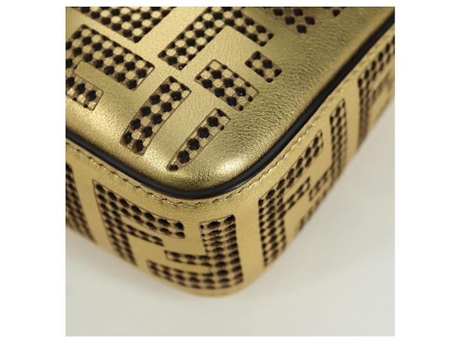 Borsa a spalla mini secchiello in pelle FENDI FENDACE oro Auth ARZ750SM D'oro - vista 16