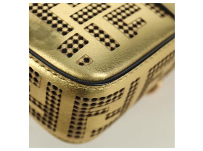 Borsa a spalla mini secchiello in pelle FENDI FENDACE oro Auth ARZ750SM D'oro - vista 17