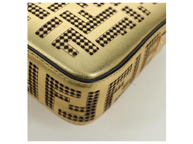Borsa a spalla mini secchiello in pelle FENDI FENDACE oro Auth ARZ750SM D'oro - vista 18