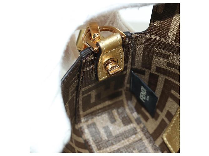 Borsa a spalla mini secchiello in pelle FENDI FENDACE oro Auth ARZ750SM D'oro - vista 24