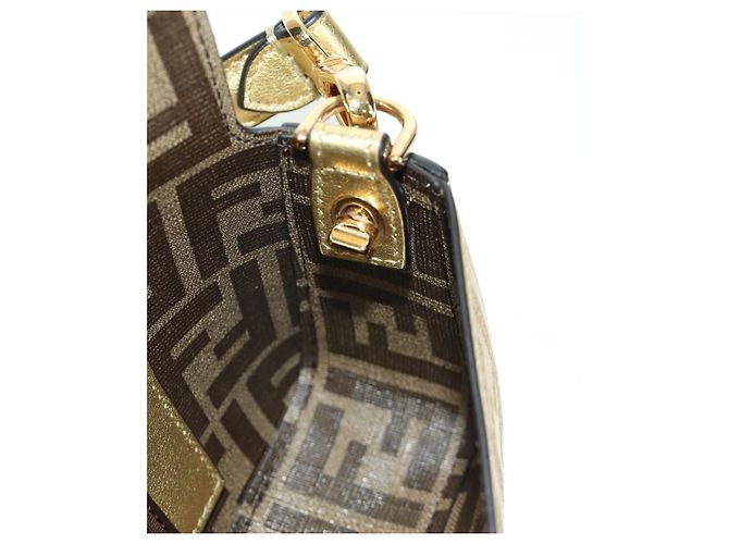 Borsa a spalla mini secchiello in pelle FENDI FENDACE oro Auth ARZ750SM D'oro - vista 25