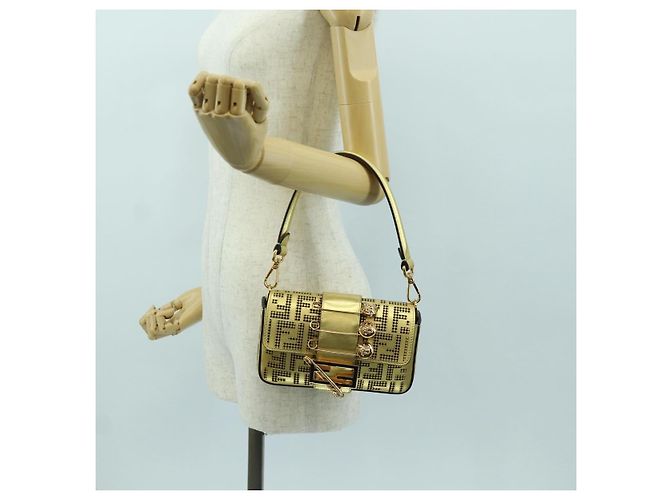 Borsa a spalla mini secchiello in pelle FENDI FENDACE oro Auth ARZ750SM D'oro - vista 27