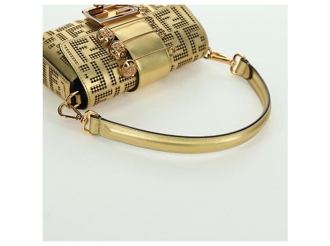 Borsa a spalla mini secchiello in pelle FENDI FENDACE oro Auth ARZ750SM D'oro - vista 7