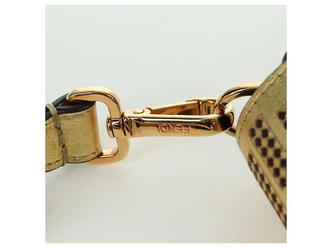 Borsa a spalla mini secchiello in pelle FENDI FENDACE oro Auth ARZ750SM D'oro - vista 8