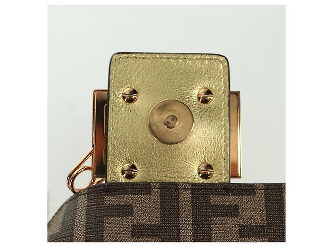 Borsa a spalla mini secchiello in pelle FENDI FENDACE oro Auth ARZ750SM D'oro - vista 9