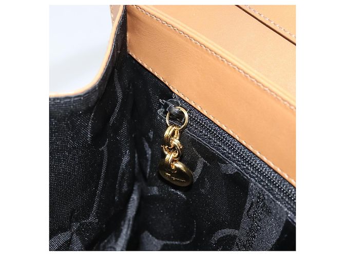 Borsa a Spalla Gancini in Pelle Marrone Oro Salvatore Ferragamo Auth gh1940 D'oro - vista 21