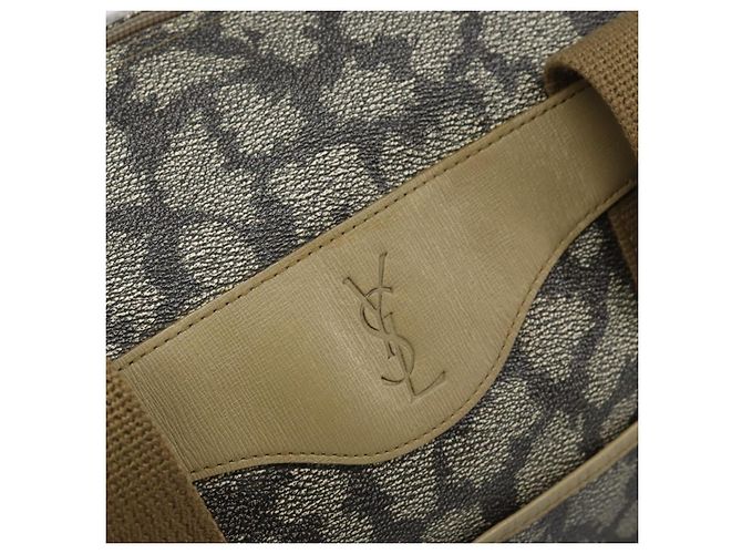 Saint Laurent Borsa Tote in PVC Canvas Grigio Auth bs34002 Marrone - vista 10
