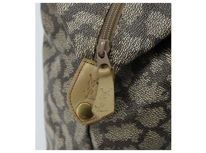 Saint Laurent Borsa Tote in PVC Canvas Grigio Auth bs34002 Marrone - vista 11