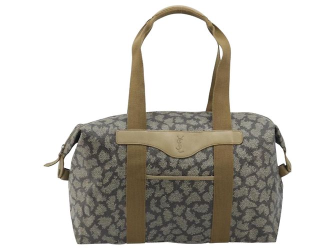Saint Laurent Borsa Tote in PVC Canvas Grigio Auth bs34002 Marrone - vista 13