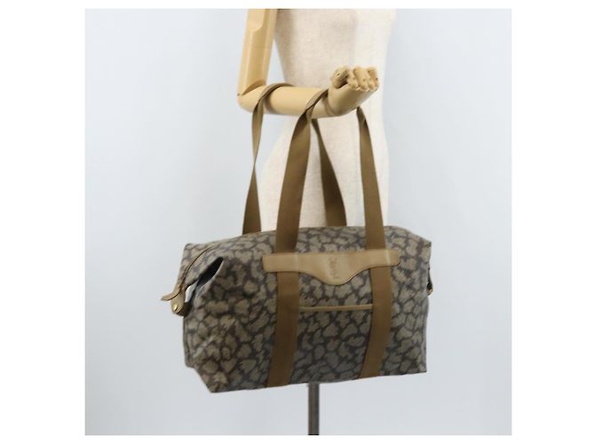 Saint Laurent Borsa Tote in PVC Canvas Grigio Auth bs34002 Marrone - vista 21