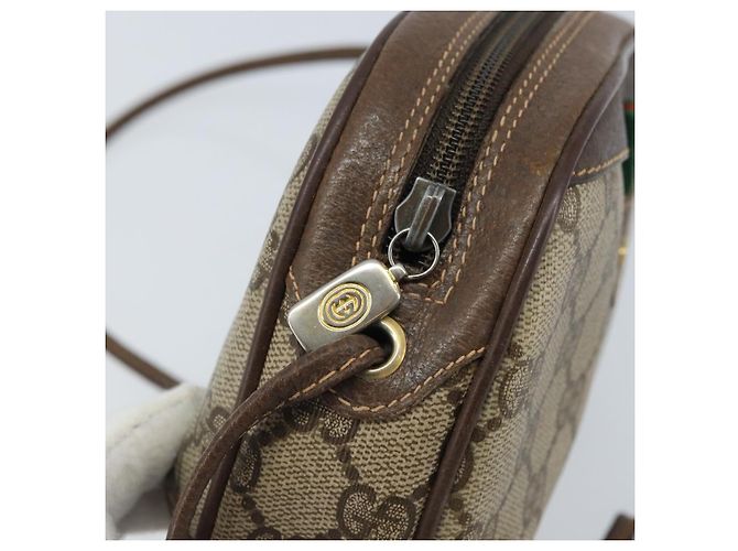 Borsa Sherry Line GG Supreme Web di GUCCI in PVC beige e oro 89 02 066 Auth LNZ667 - vista 10