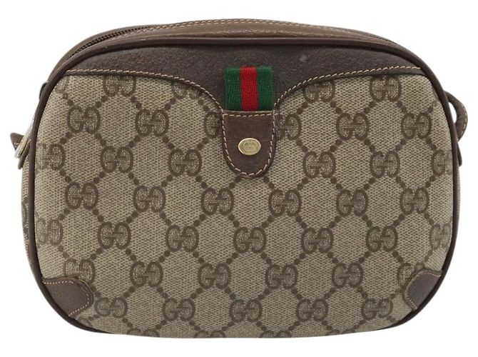 Borsa Sherry Line GG Supreme Web di GUCCI in PVC beige e oro 89 02 066 Auth LNZ667 - vista 13