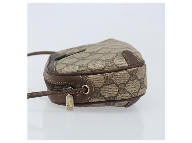Borsa Sherry Line GG Supreme Web di GUCCI in PVC beige e oro 89 02 066 Auth LNZ667 - vista 4