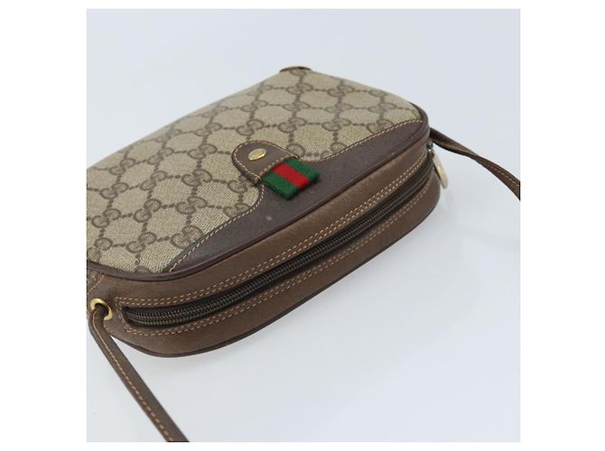 Borsa Sherry Line GG Supreme Web di GUCCI in PVC beige e oro 89 02 066 Auth LNZ667 - vista 6