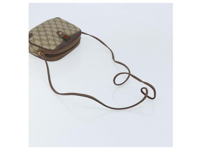 Borsa Sherry Line GG Supreme Web di GUCCI in PVC beige e oro 89 02 066 Auth LNZ667 - vista 7